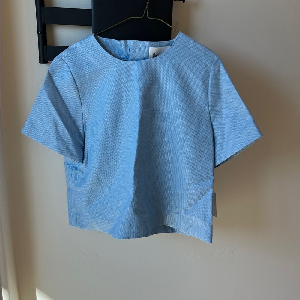 Lisa Marie Fernandez Sky Blue Short Sleeve Blouse